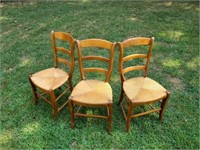 Set of Three Ladder Back Chairs w/ Woven Bottoms