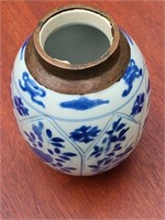 Ming Dynasty Porcelain Vase Trimmed in Bronze