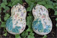 Circa 1900 Pair of Gourd Shaped Covered Dishes