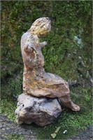 Gilt Mottled Clay Sculpture Mother & Child