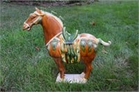 Tang Sancai Clay Horse Figure 15" Tall