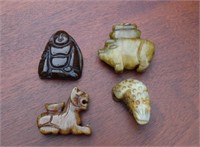 Four Miniature Jade Carved Fugures / Pendants