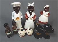 9 piece Black America Salt & Pepper Shakers