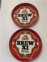 Vtg M&B Brew XI Bitter Beer Trays (2)