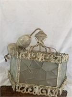 Antique Glass & Metal Light Fixture