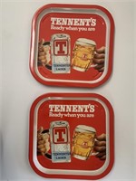 Vintage Tennent’s Lager Square Beer Trays (2)