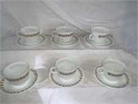 Pyrex Corning  Set of 6 Gold Butterfly Cup &