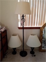 3 Pc Matching Table And Floor Lamps