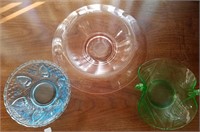 Aqua, Pink Depression And Vaseline Glass Lot