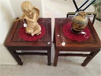 Pair Of Oriental Wood End Tables
