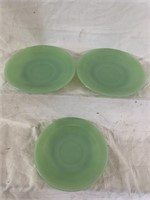 Vintage Jan Ray Fireking (3)  Jadeite Saucers