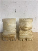 Vintage pair of alabaster carved Aztec Indian