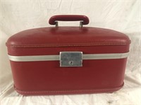 Vintage retro red train case luggage . Unknown