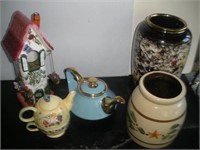 Ceramic Vase and Tea Pots, (West Germany)