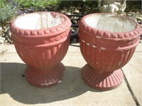 2 Concrete Planters, 12 round x 16 inches Tall