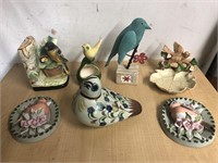 Vintage lot of bird figurines potter ceramic .