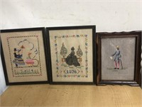 Vintage cross stitch / sampler lot . All framed