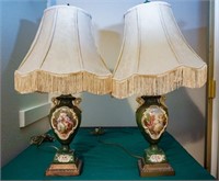 Pair of vintage porcelain lamps