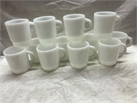 Vintage lot of 12  milk glass mugs marked