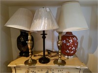 3 Beautiful Lamps And A Pair Of Candle Sticks