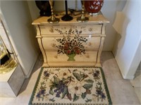 Very Nice Painted 3 Drawer Stand With Small Rug