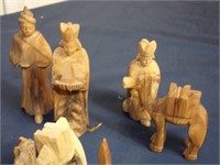 Wood carved Nativity - in Primitive Style