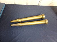 Pair of Antique Brass Fire Hose Nozzles 15.5"