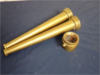 Pair of Antique Brass Fire Hose Nozzles 12"  & col