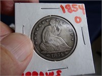 3 Seated Liberty Half Dollars 1854 O (2) & 1857