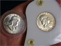 Pair of Excellent 90% Silver Franklin Half Dollars