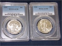 2 PCGS Graded Liberty Half Dollars 1942, 1943