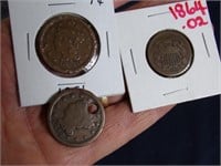 1864 2 cent, 1851 Large Cent, 1848 Large Cent