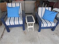 blue chairs & end table