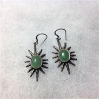 Jade & 925 earrings