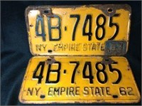 1962 NY License Plate Set