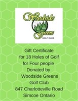 GIFT CERTIFICATE FOR 18 HOLES OF GOLF FOR FOUR