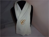 Ivory Cashmere Scarf "Emb Initial C"