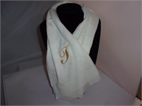 Ivory Cashmere Scarf "Emb Initial T"