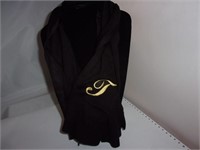 Black Cashmere Scarf "Emb Initial T"
