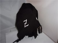 Black Acrylic Scarf with Fringe "Emb Initial Z"