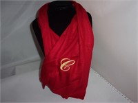 Red Cashmere Scarf " Emb Initial C"