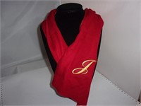 Red Cashmere Scarf "Emb Initial J"