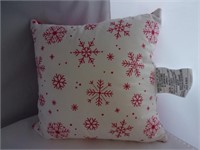 White/Red Snowflake Pillow
