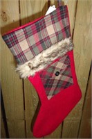 Red/Plad/Fur Christmas Stocking