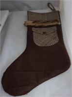 Brown/Plaid/Fur Christmas Stocking