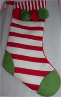 Knit Fabric Red Striped Christmas Stocking
