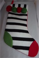 Knit Fabric Black Striped Christmas Stocking