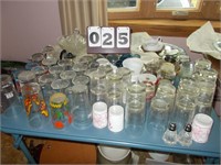 Table of Glassware, Collectible Glasses, Etc.