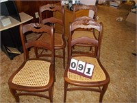 Set of 4 Rose Back Chairs, Cane Seats (Walnut)