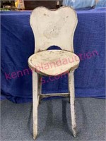 Old white metal youth chair - 30in tall
